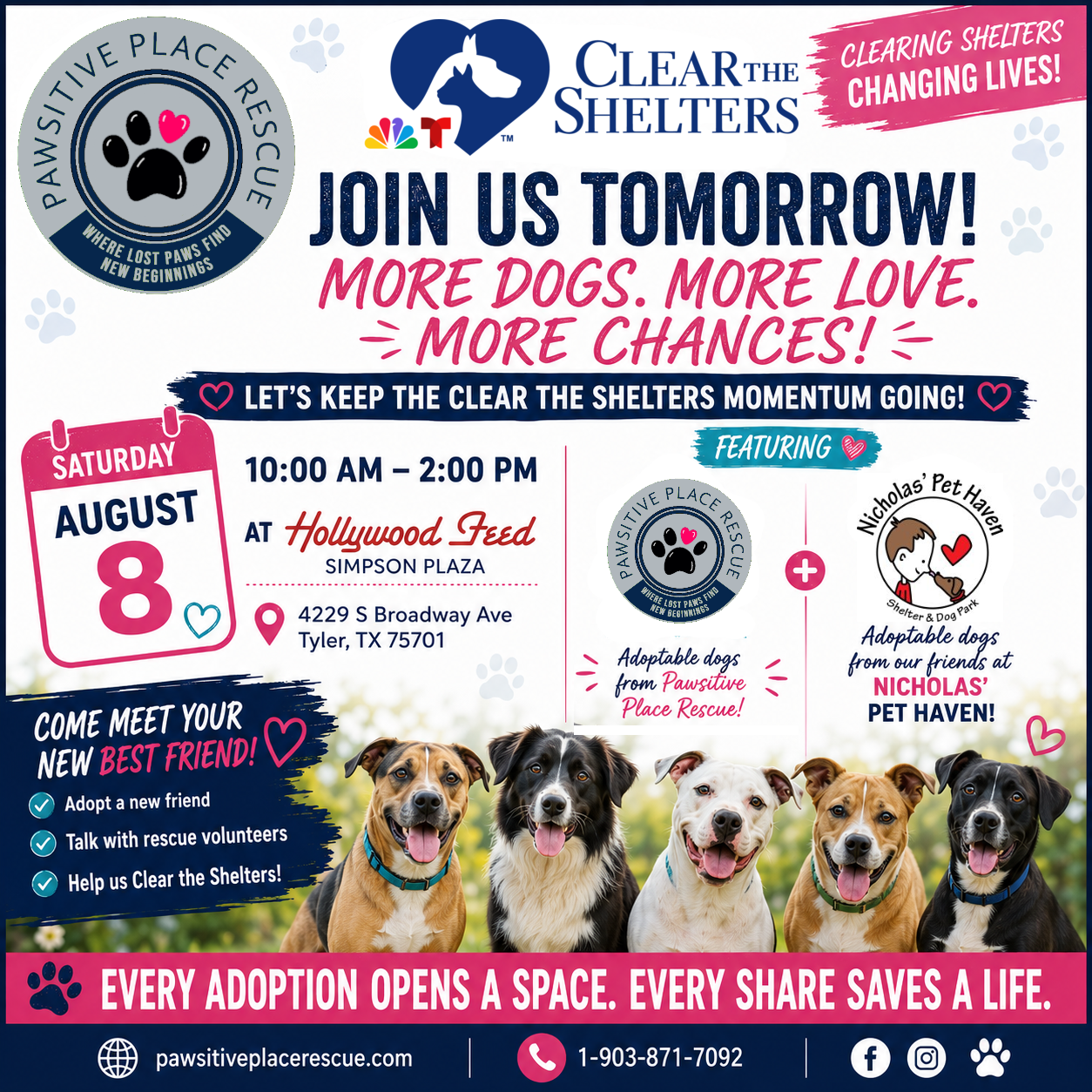Clear the Shelter Aug 8 at Hollywood Feed