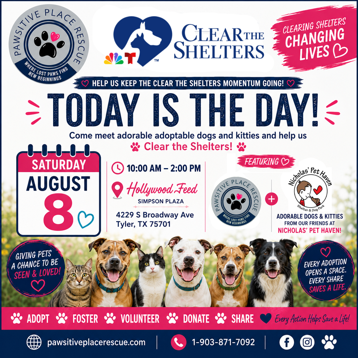 Clear the Shelter Aug 8th at Hollywood Feed